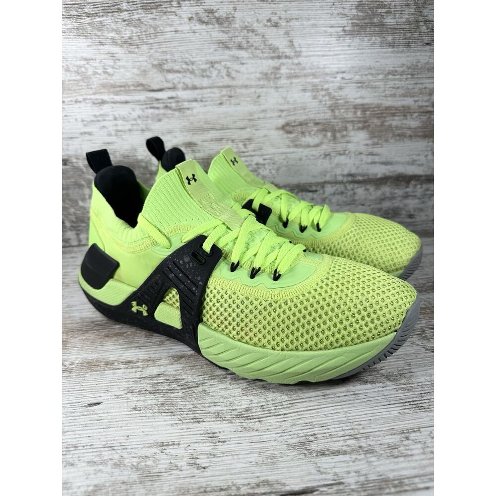 Men's Under Armour Project Rock 4 Quirky Lime Green Sneakers Sz 11 Athletic EUC!